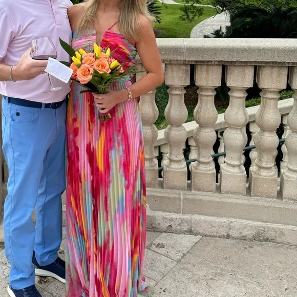 Xscape Colorful Pleated Maxi Dress - Picture 5 of 5